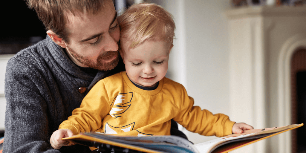 Father and son reading