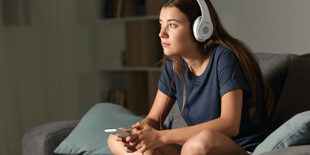 Young girl with headphones