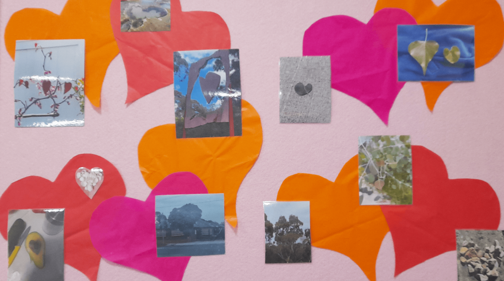 Hearts in nature collage board